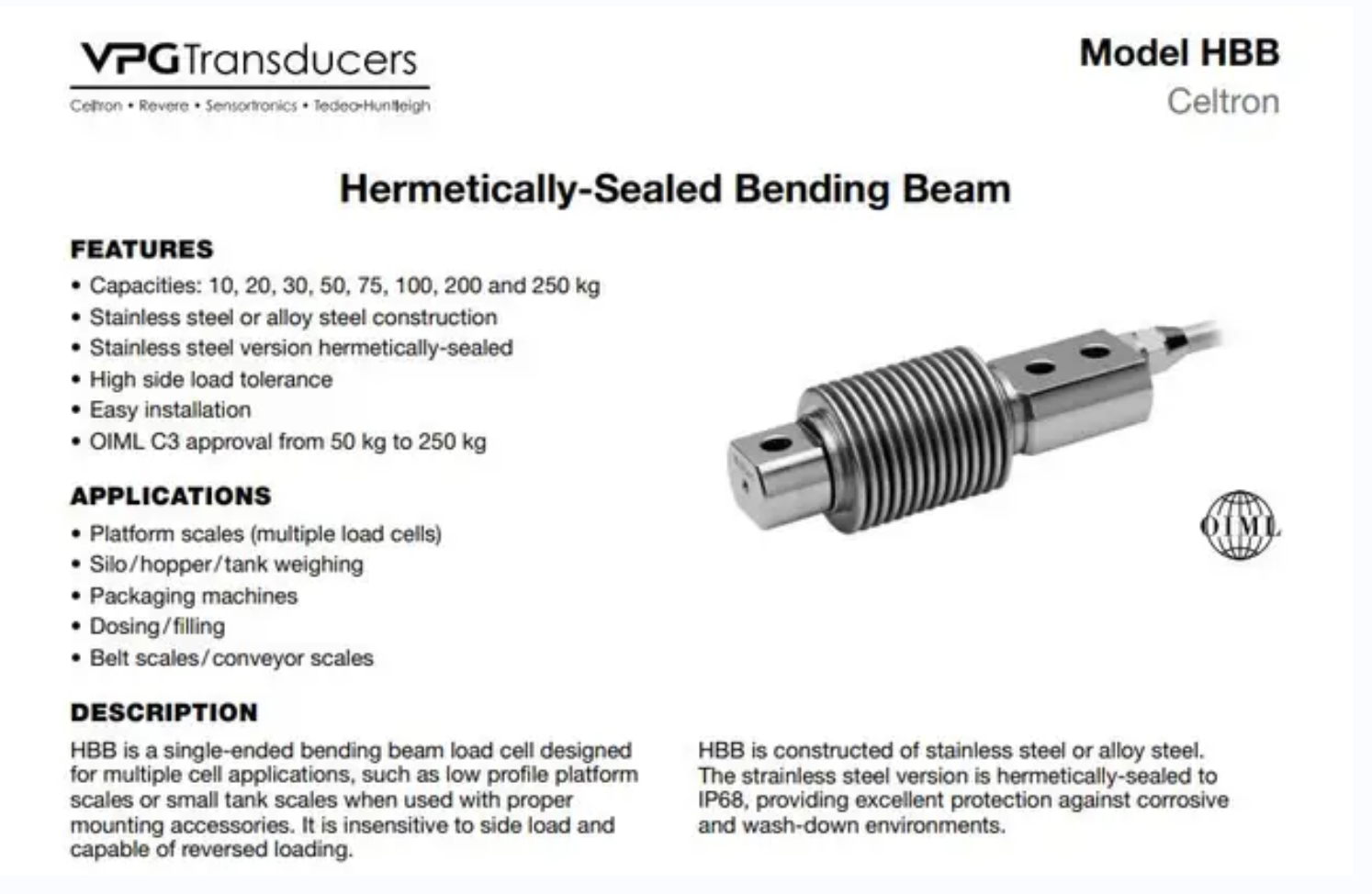美国世铨HBB波纹管梁式91看片成人免费传感器